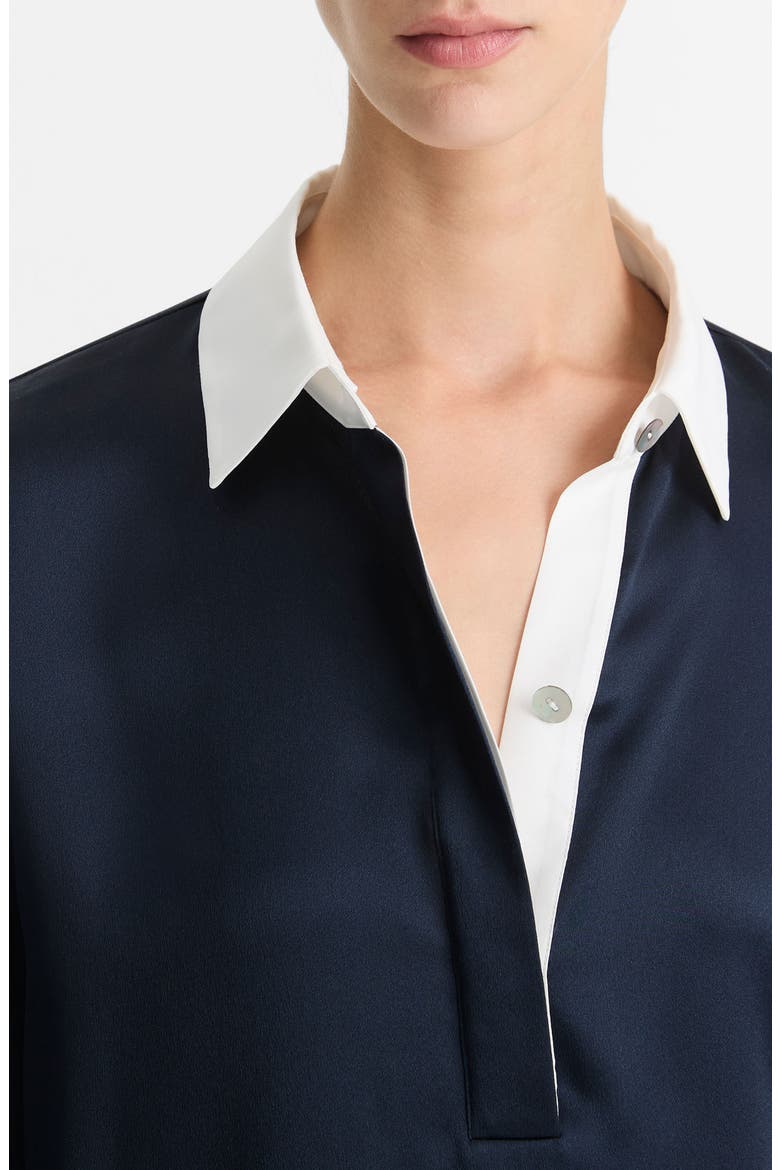 Silk Satin Rugby Shirt, Alternate, color, COASTAL