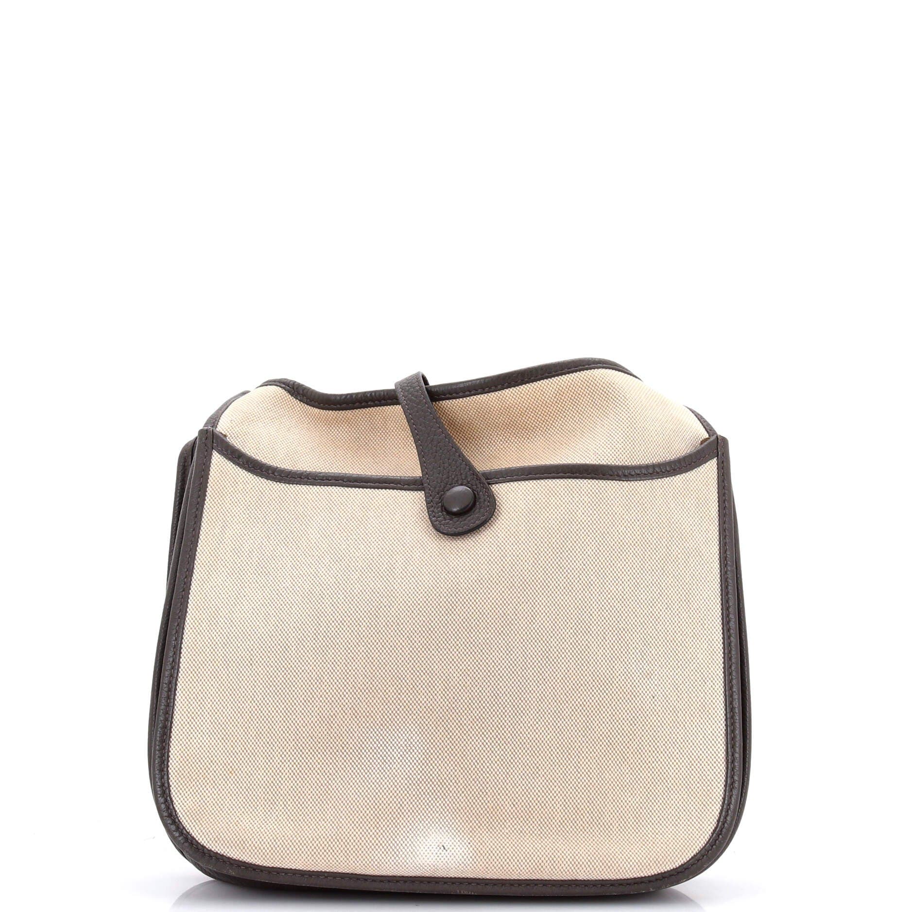 Pre-Owned Hermes Evelyne Bag Gen III Toile and Leather PM, Alternate, color, Ebene
