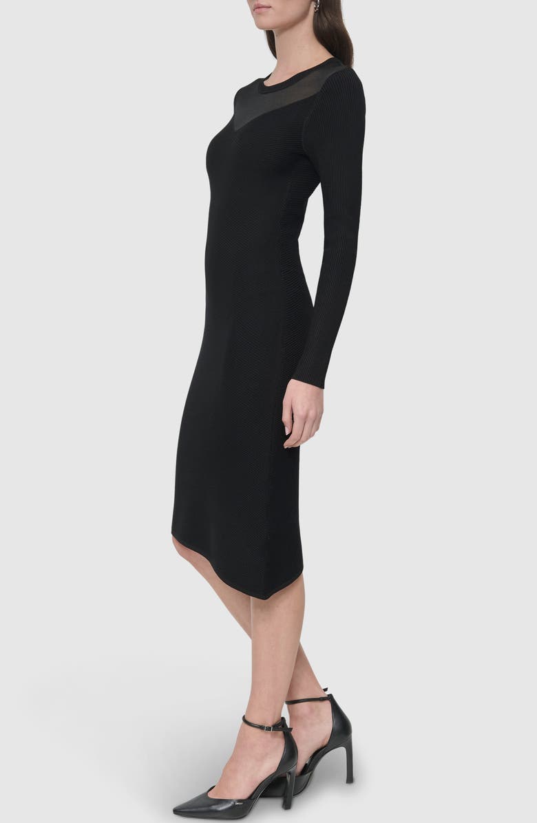 DKNY Illusion Neck Long Sleeve Dress, Alternate, color, 