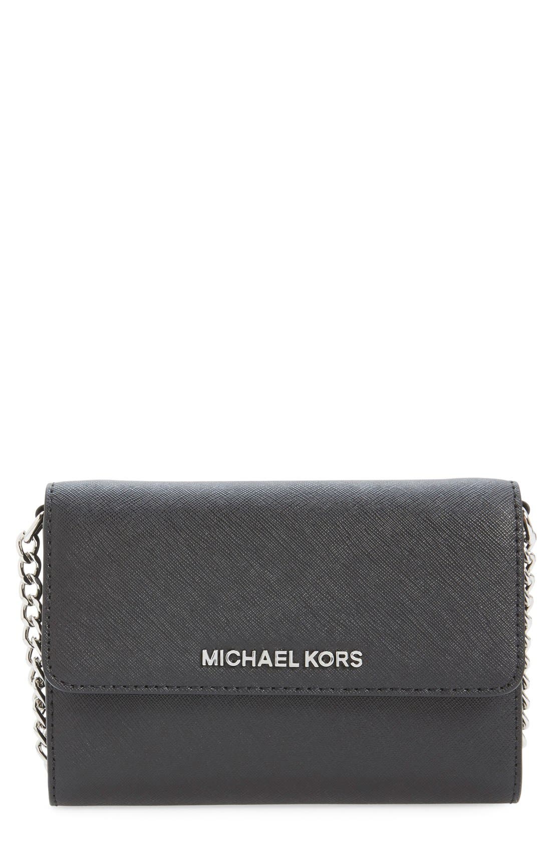 MICHAEL Michael Kors 'Large Jet Set' Saffiano Leather Crossbody Bag, Main, color, 