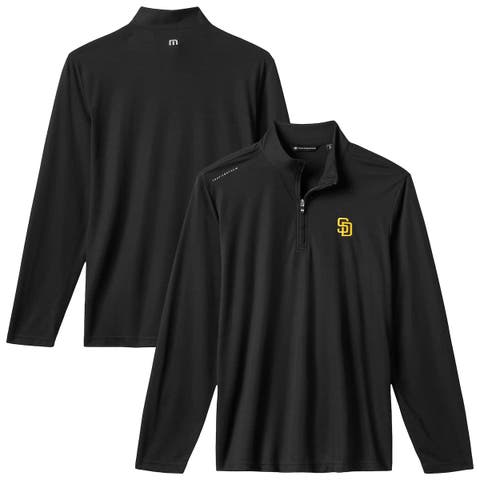 Men's TravisMathew  Black San Diego Padres Time to Tailgate Tri-Blend Quarter-Zip Pullover