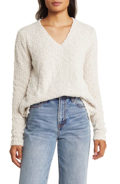 Lace Back V-Neck Sweater