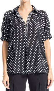 MAX STUDIO Short Sleeve Crepe Blouse