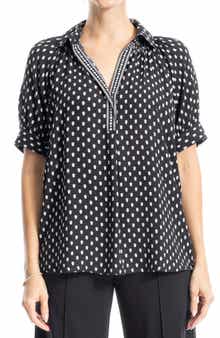 MAX STUDIO Short Sleeve Crepe Blouse