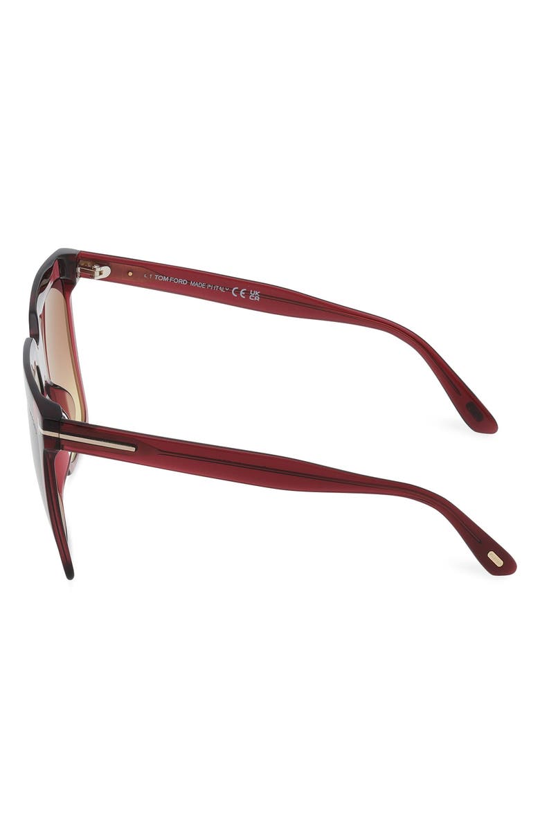 TOM FORD Sabrina 58mm Gradient Square Sunglasses, Alternate, color, Bordeaux / T Logo / Sunset