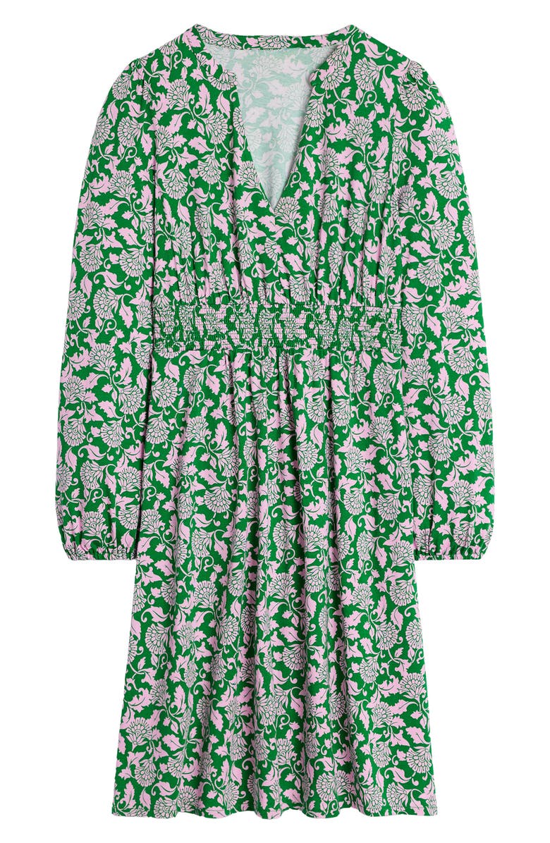 Boden Sarah Floral Long Sleeve Jersey Dress, Alternate, color, Green Floral