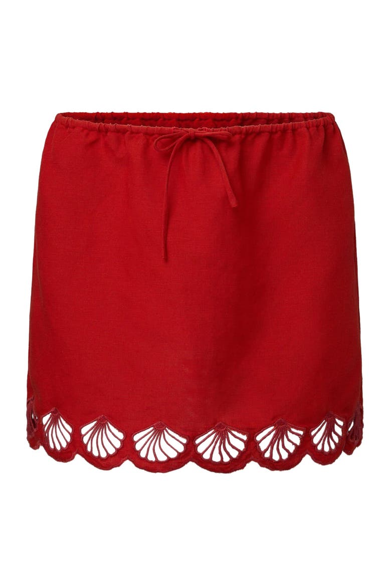 Air Linen Scallop Mini Skirt, Alternate, color, DARK RED