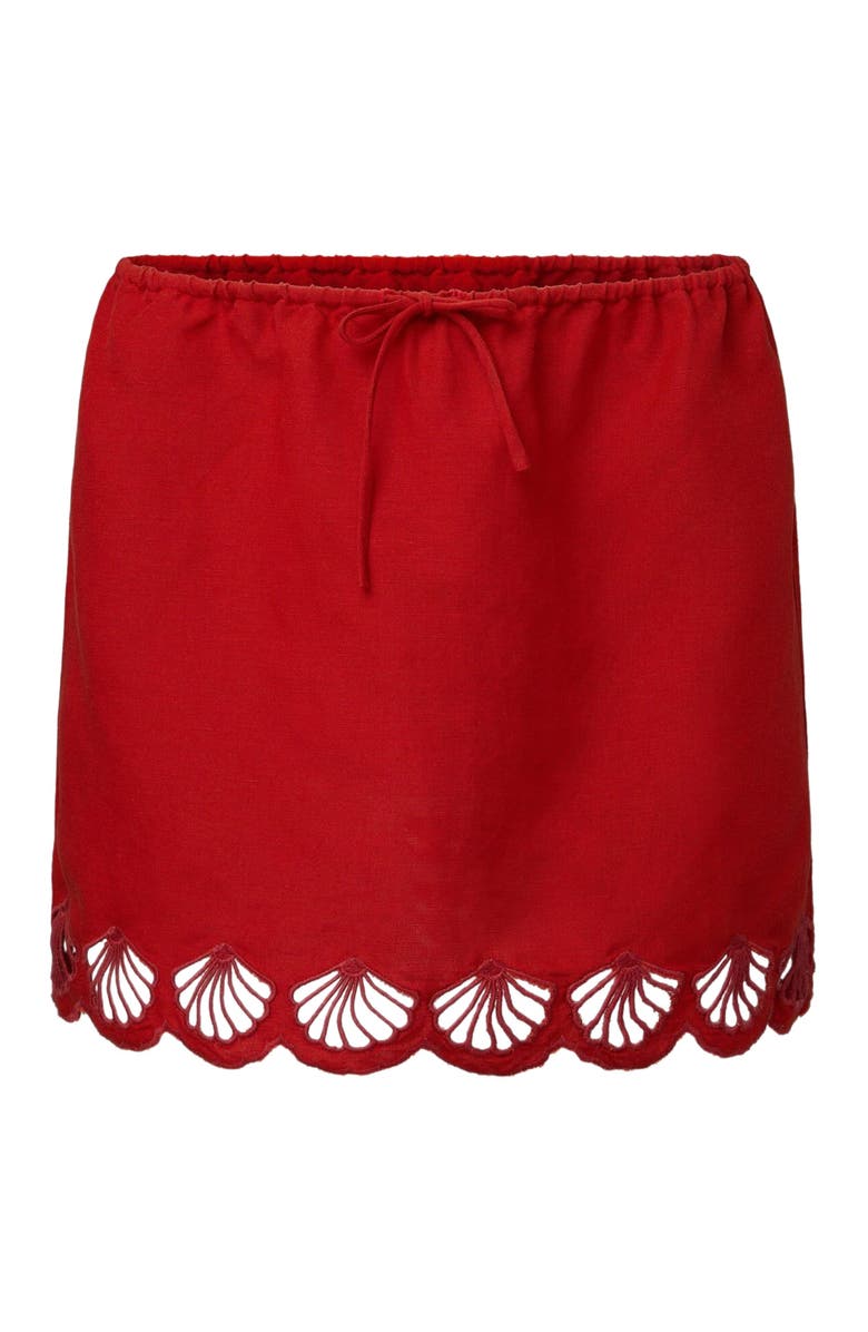 Onia Air Linen Scallop Mini Skirt, Alternate, color, Dark Red
