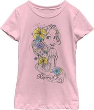 Disney Girl's Disney Tangled Flower Sketch  Graphic T-Shirt