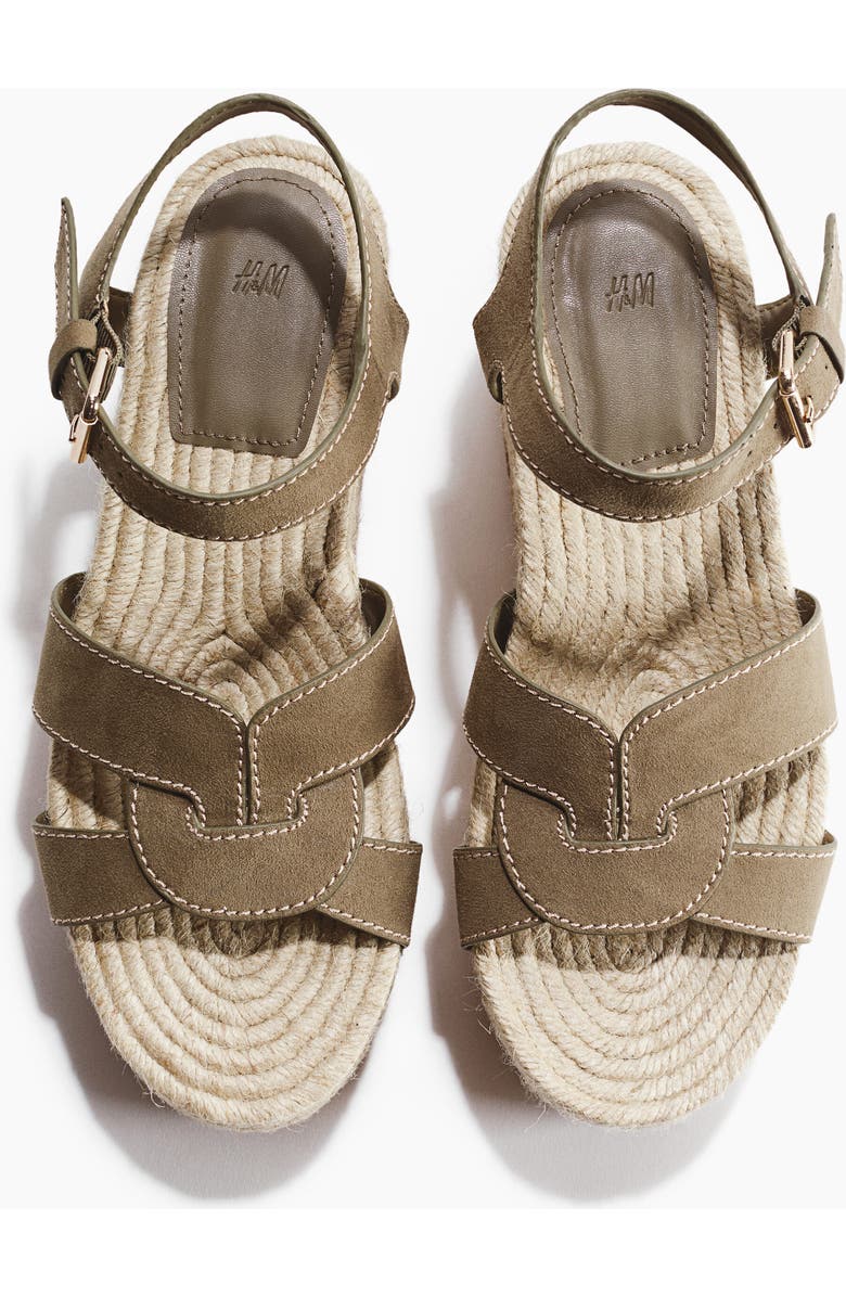 H&M Wedge-heel espadrilles, Alternate, color, Khaki Green