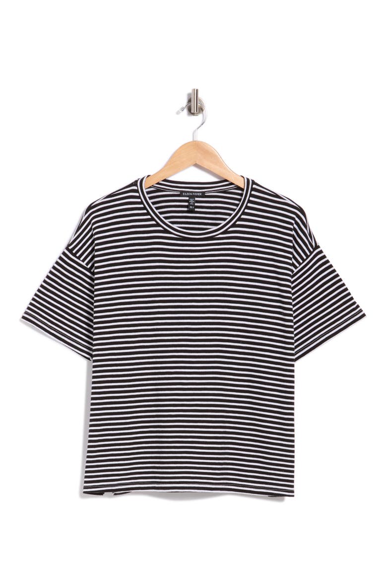 Striped Boxy Organic Cotton Tee, Main, color, BLACK/ WHITE