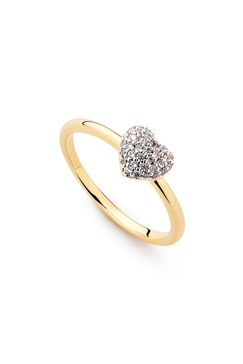 Ellery Cubic Zirconia Pavé Heart Ring, Alternate, color, GOLD CLEAR