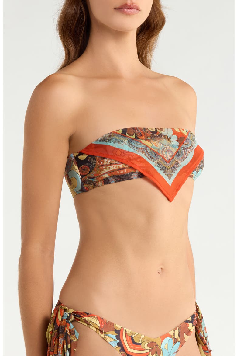 Scarf Print Bikini Top, Alternate, color, ORANGE