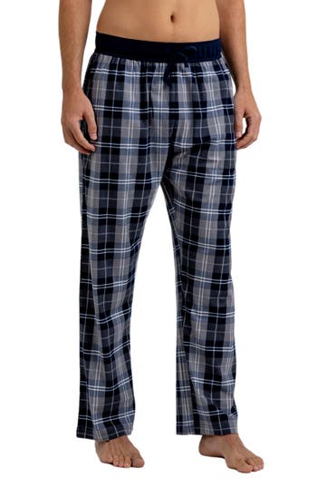 Rainforest Brushed Plaid Flannel Lounge Pants In Grey/navy