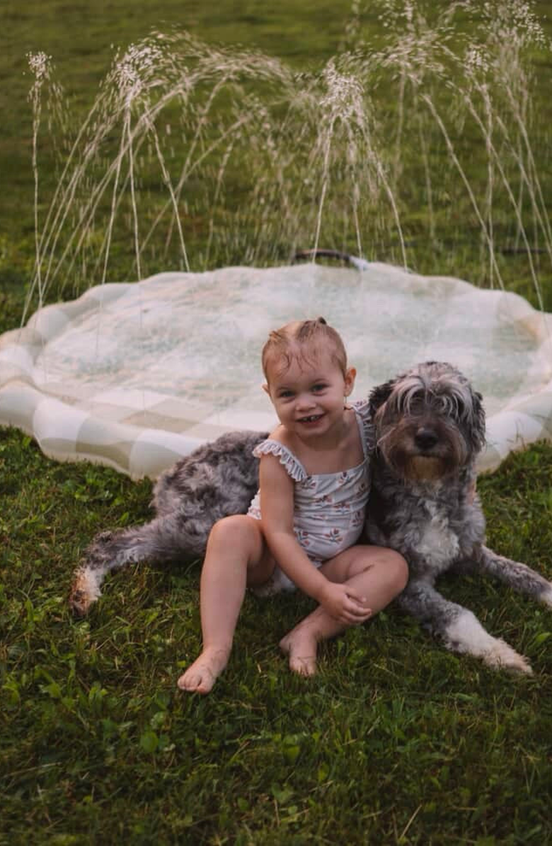 BROOKLYN NEUTRAL Gingham Splash Pad, Alternate, color, Green Gingham