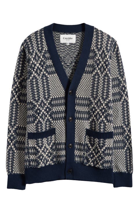 Overshot Geometric Intarsia Cardigan