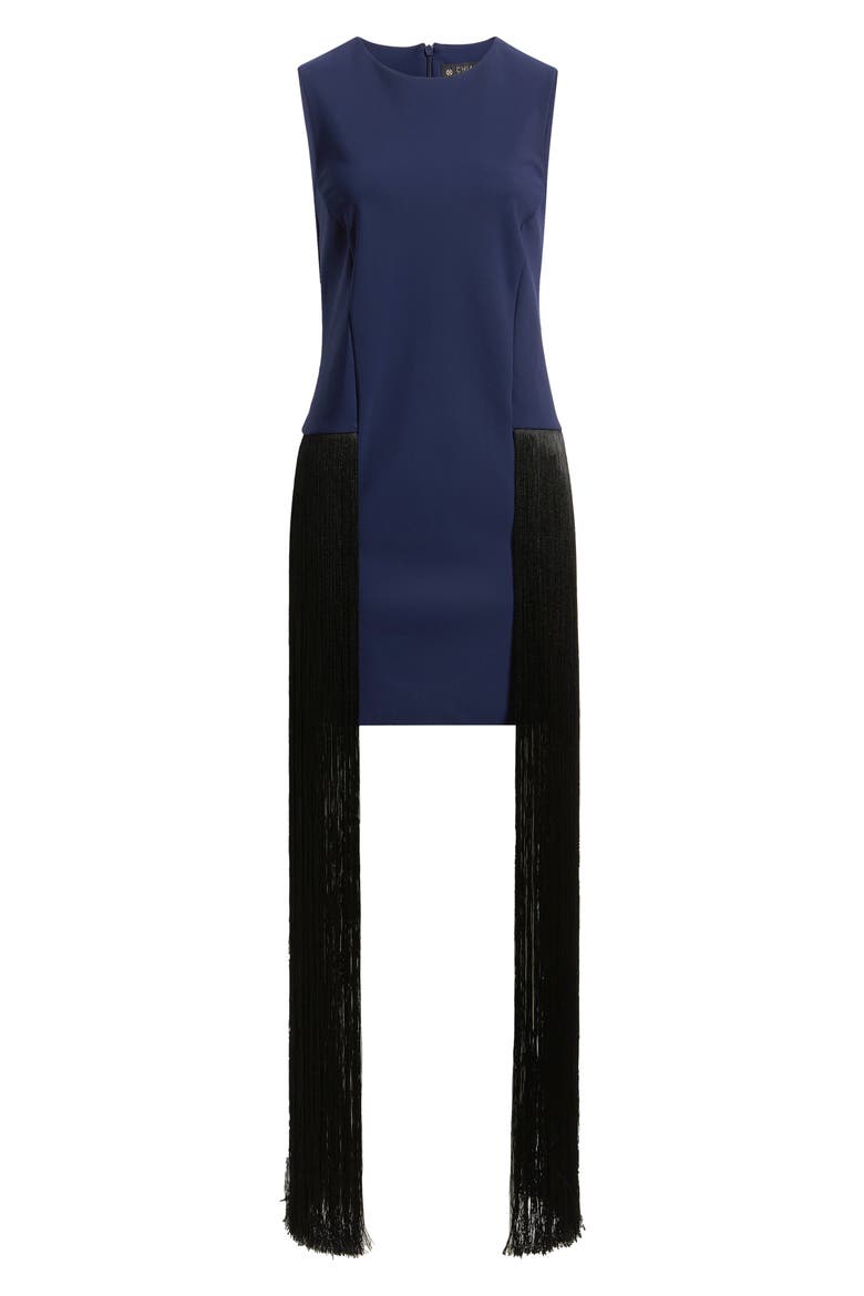 Salix Long Fringe Cocktail Dress, Alternate, color, NAVY/BLACK