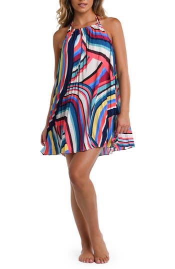Shop La Blanca Slice Pleated Cover-up Trapeze Dress