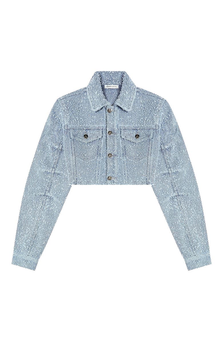 Manière De Voir Catherine Cropped Boucle Denim Jacket, Alternate, color, Mid Blue