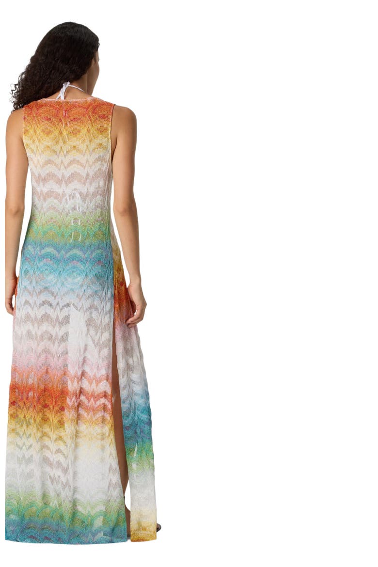 Long Gilet Cover-up In Shaded Lamé Viscose, Alternate, color, Multicoloured