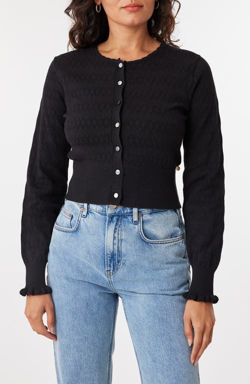 Scotch & Soda Pointelle Stitch Cotton Blend Cardigan<br /> in Black 