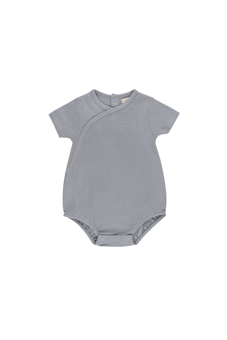 Organic Cotton Amore Pointelle Collection - Romper, Main, color, Blue/Silver
