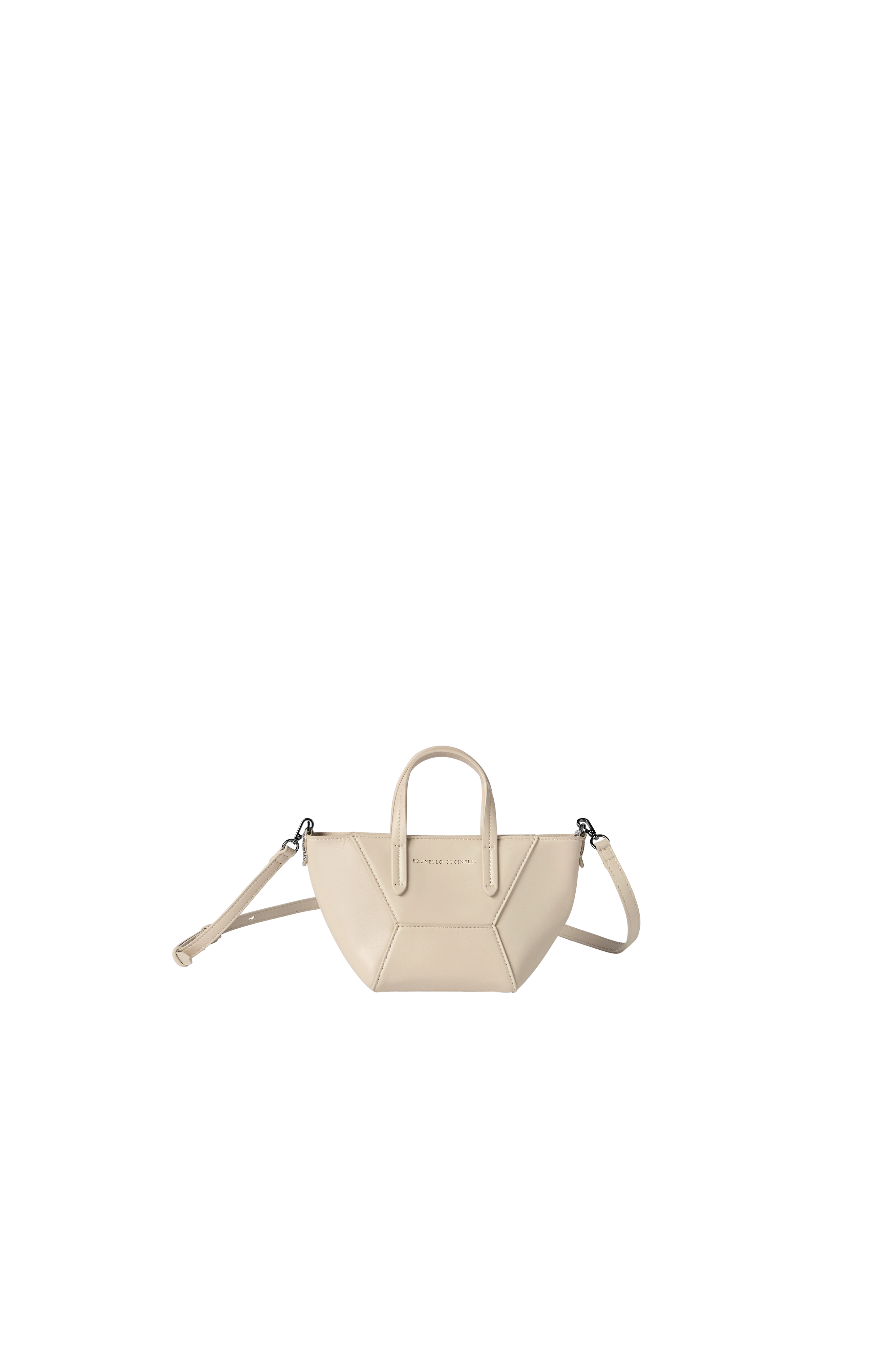 BC Duo mini bag in calfskin with monili, Alternate, color, Ivory