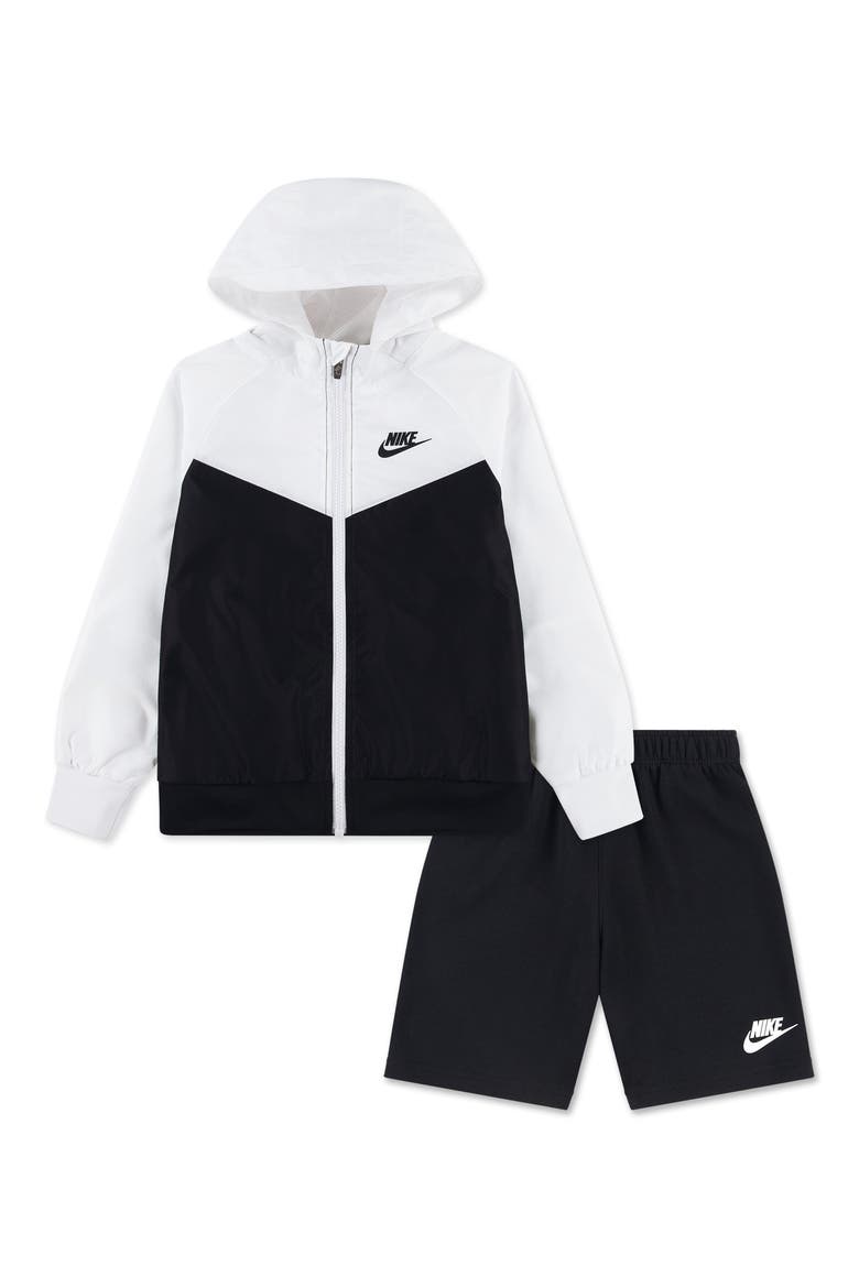 Kids' Windrunner Zip Hoodie & Shorts Set, Main, color, BLACK