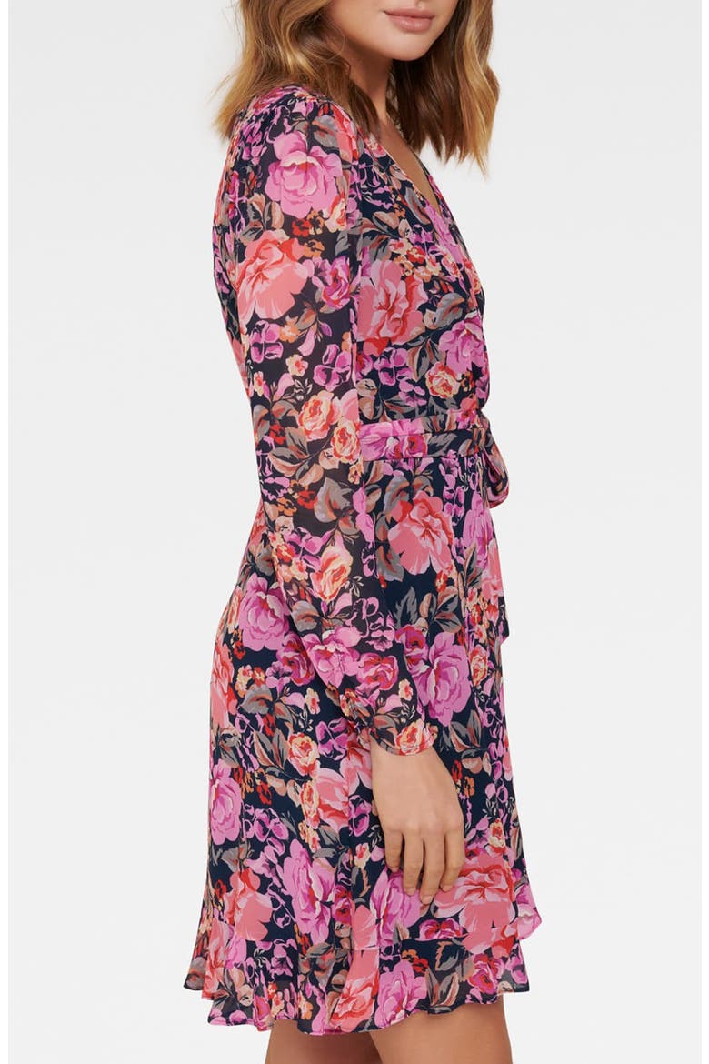 Larissa Long Sleeve Ruched Wrap Dress, Alternate, color, MAGENTA AURA FLORAL