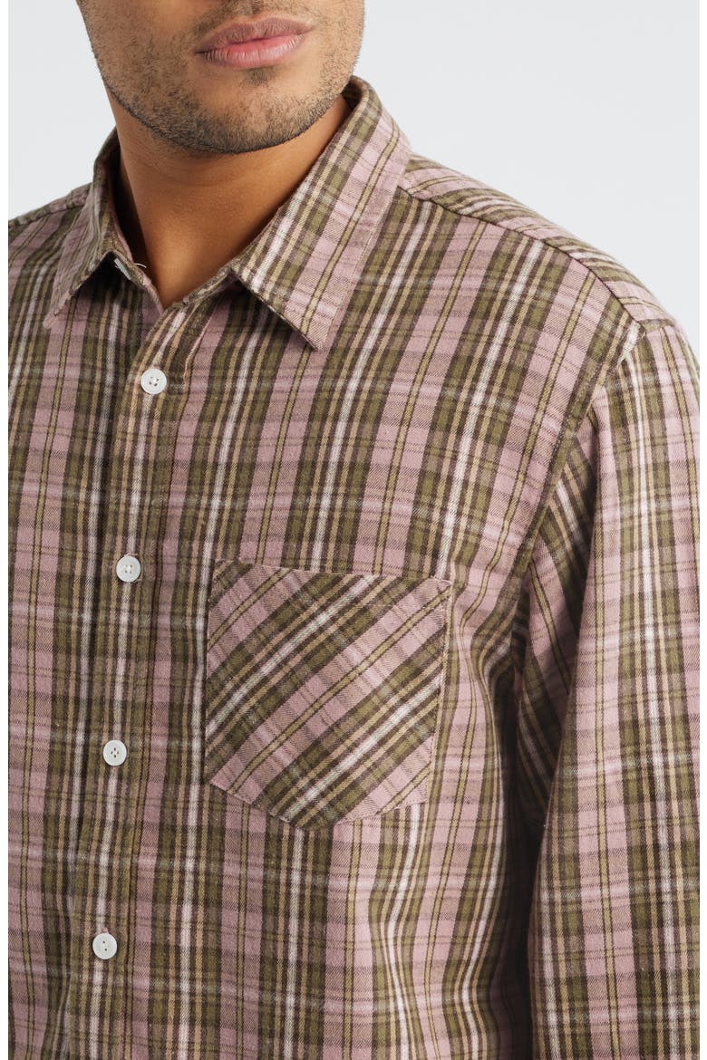Foreman Classic Fit Plaid Flannel Button-Up Shirt, Alternate, color, PINK