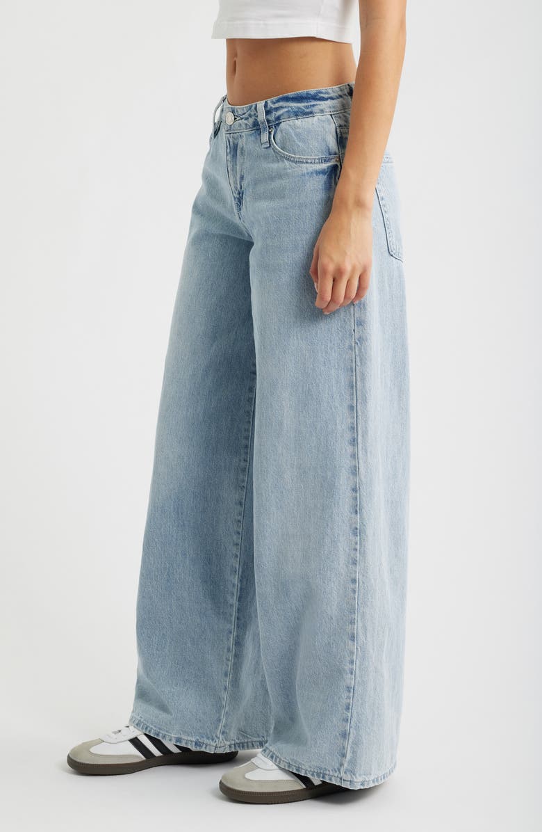 YMI Joey Super Wide Leg Jeans with Love Appliqué, Alternate, color, Light Blue