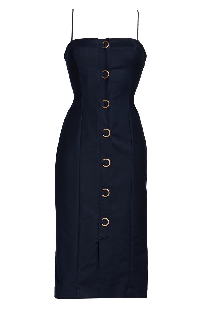 Finders Keepers Rae Crescent Button Sleeveless Sheath Dress, Alternate, color, 