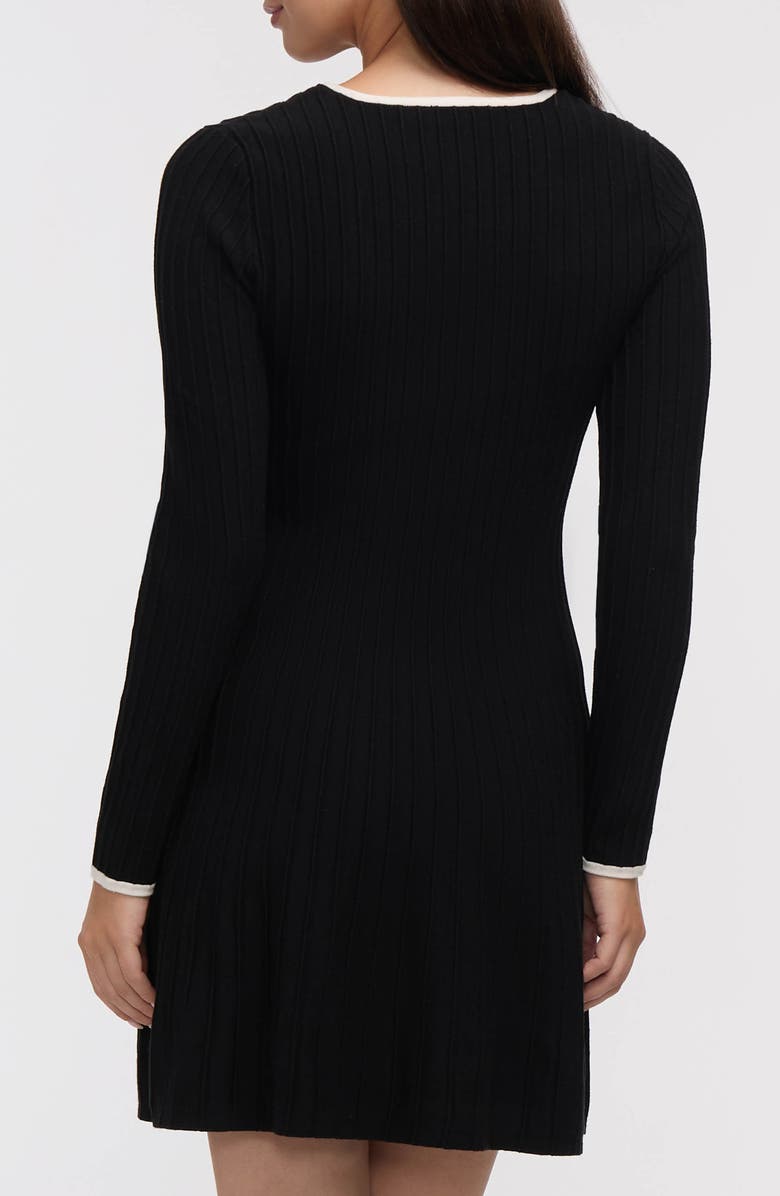 Ellen Tracy Square Neck Sweater Dress, Alternate, color, Black
