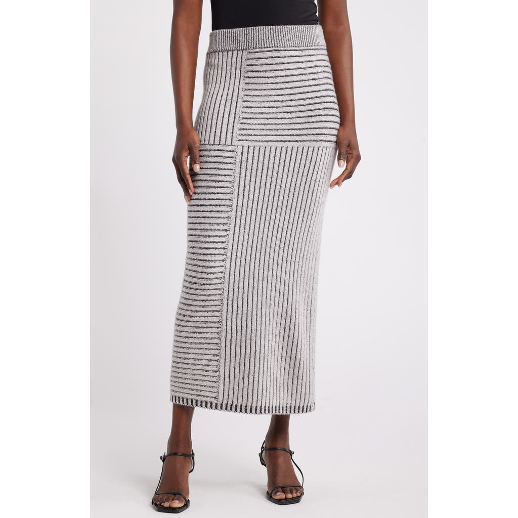 Nordstrom X Harlem's Fashion Row Harbison Rib Wool & Cashmere Maxi Sweater Skirt In Ivory Pristine- Black