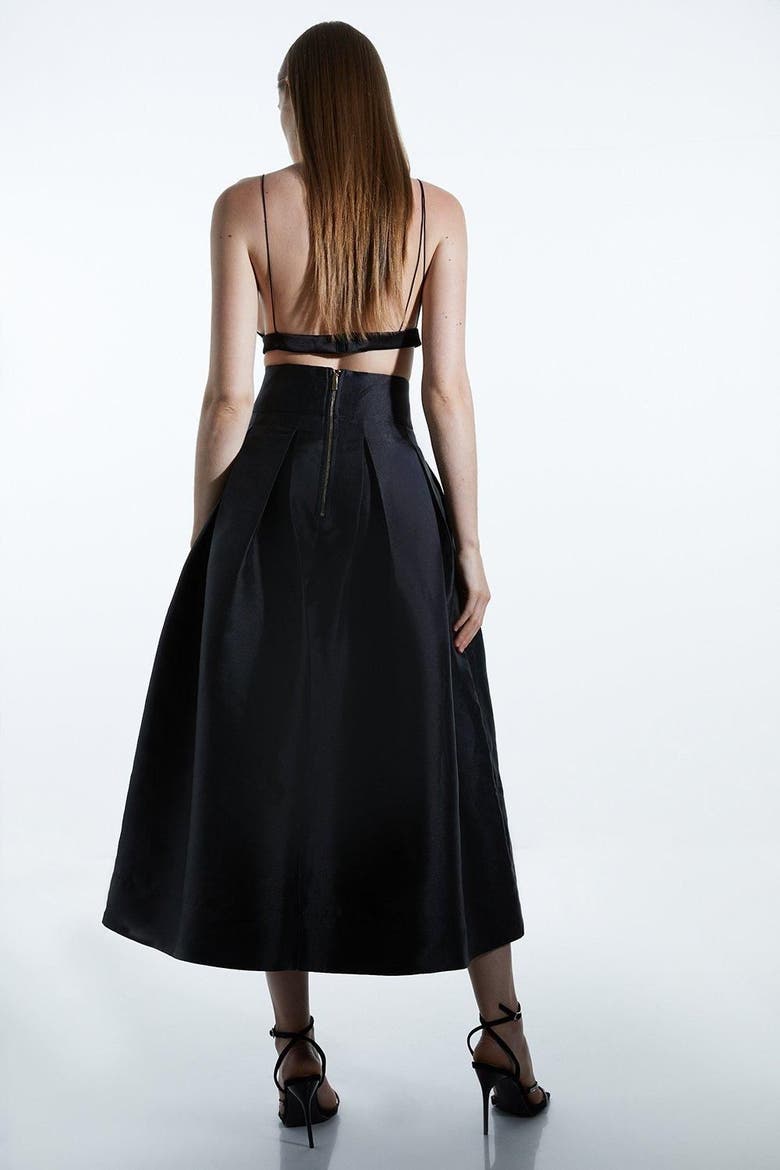 Twill Woven Prom Maxi Skirt, Alternate, color, Black
