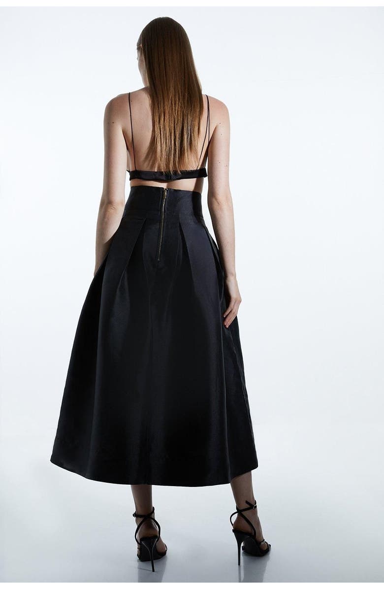 Karen Millen Twill Woven Prom Midi Skirt, Alternate, color, Black