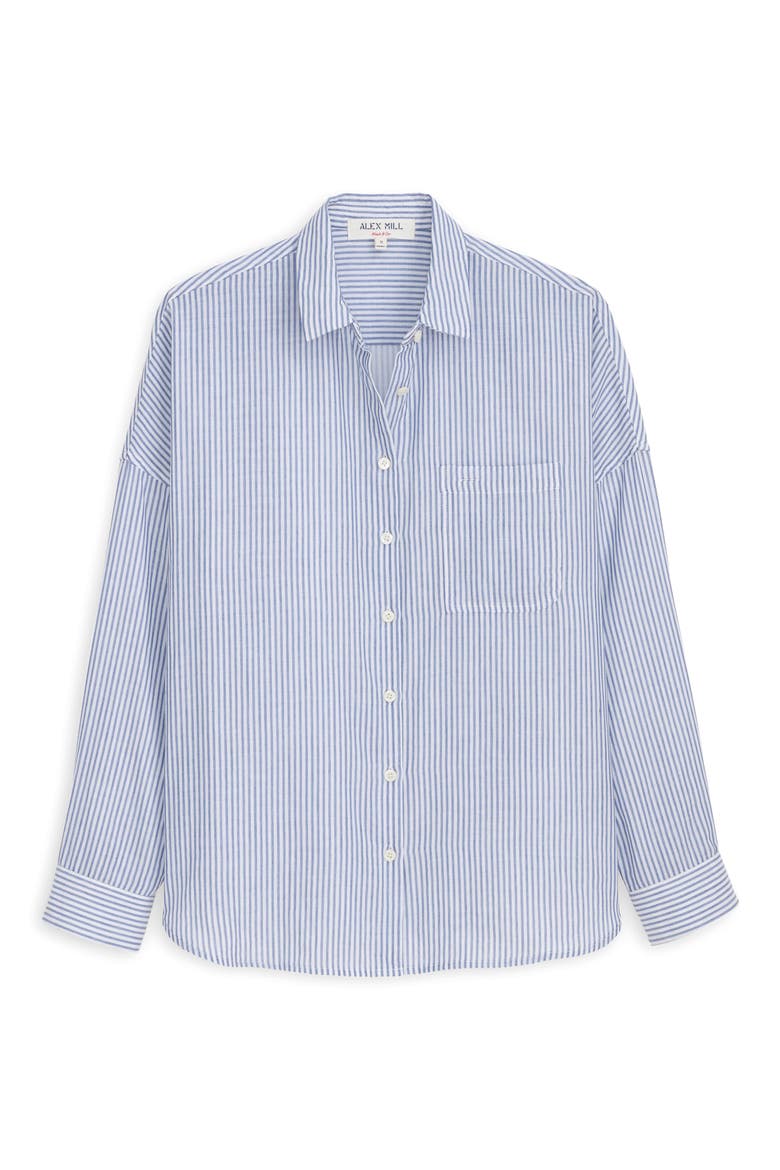 Jo Double Gauze Shirt, Alternate, color, WHITE/ EVENING BLUE