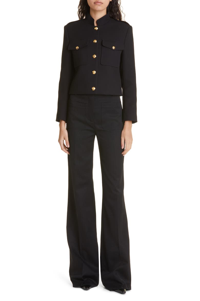 Christophe Wide Leg Virgin Wool Pants, Alternate, color, BLACK