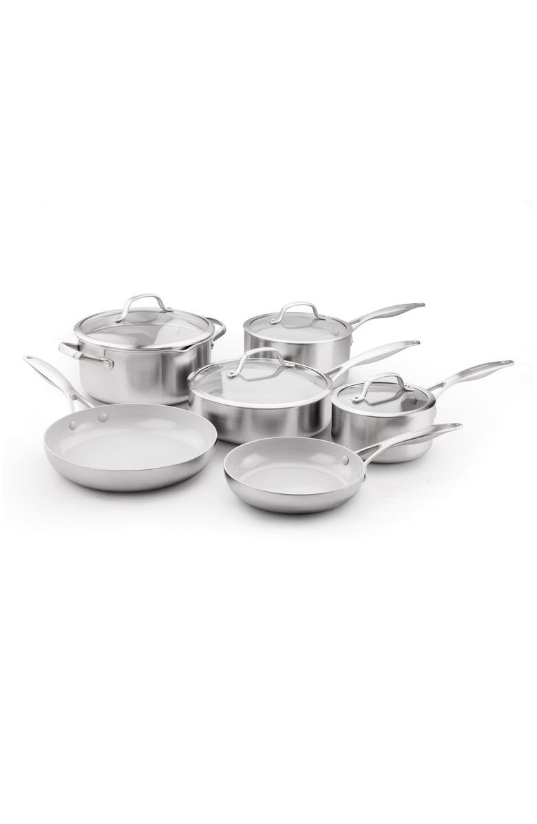 GreenPan Venice Pro 10-Piece Multilayer Stainless Steel Ceramic Nonstick Cookware Set, Main, color, 