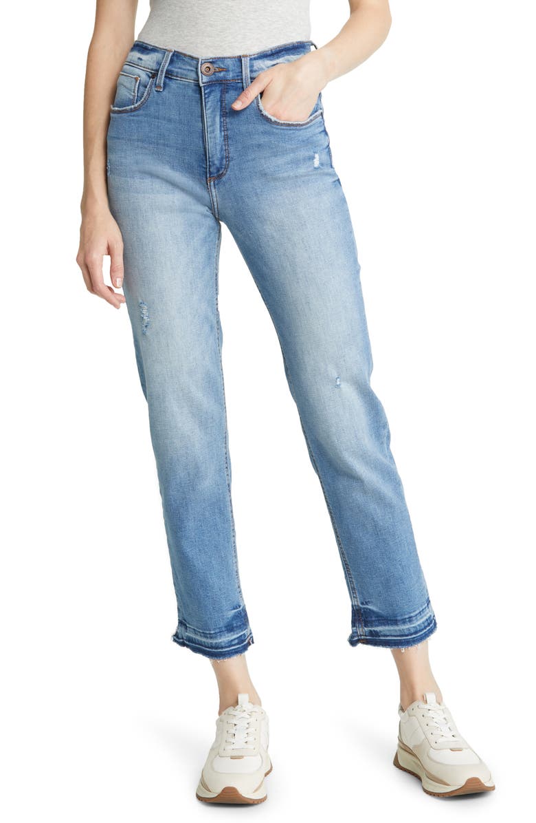 Whetherly Brandon High Waist Release Hem Ankle Straight Leg Jeans, Main, color,