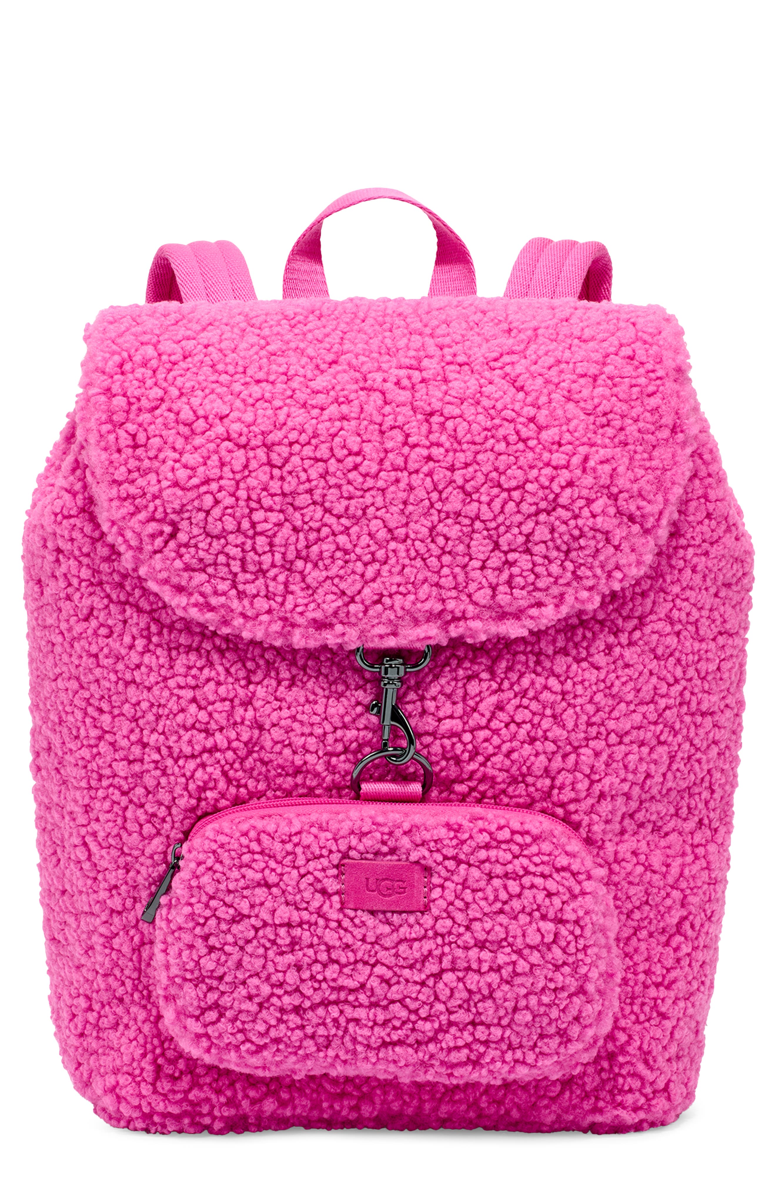 Inara High Pile Fleece Backpack, Main, color, NEON PINK