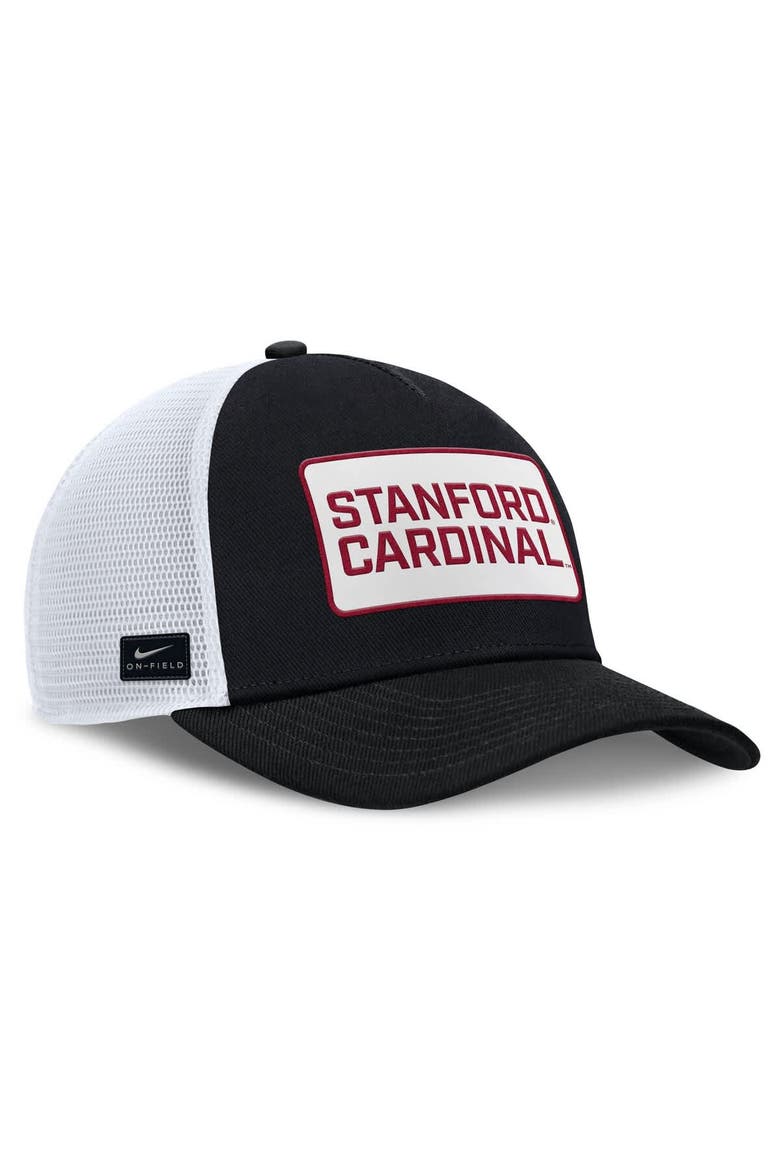 Men's Nike Black/White Stanford Cardinal 2025 On-Field Rise Patch Trucker Adjustable Hat, Alternate, color, Black