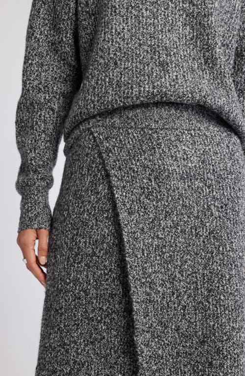 Nordstrom Faux Wrap Sweater Midi Skirt In Black- Ivory Marl