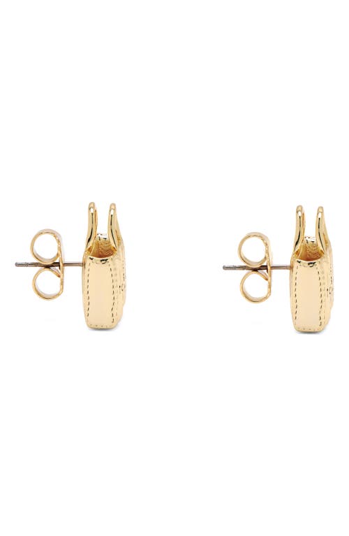 Marc Jacobs The Tote Bag Stud Earrings In Light Antique Gold