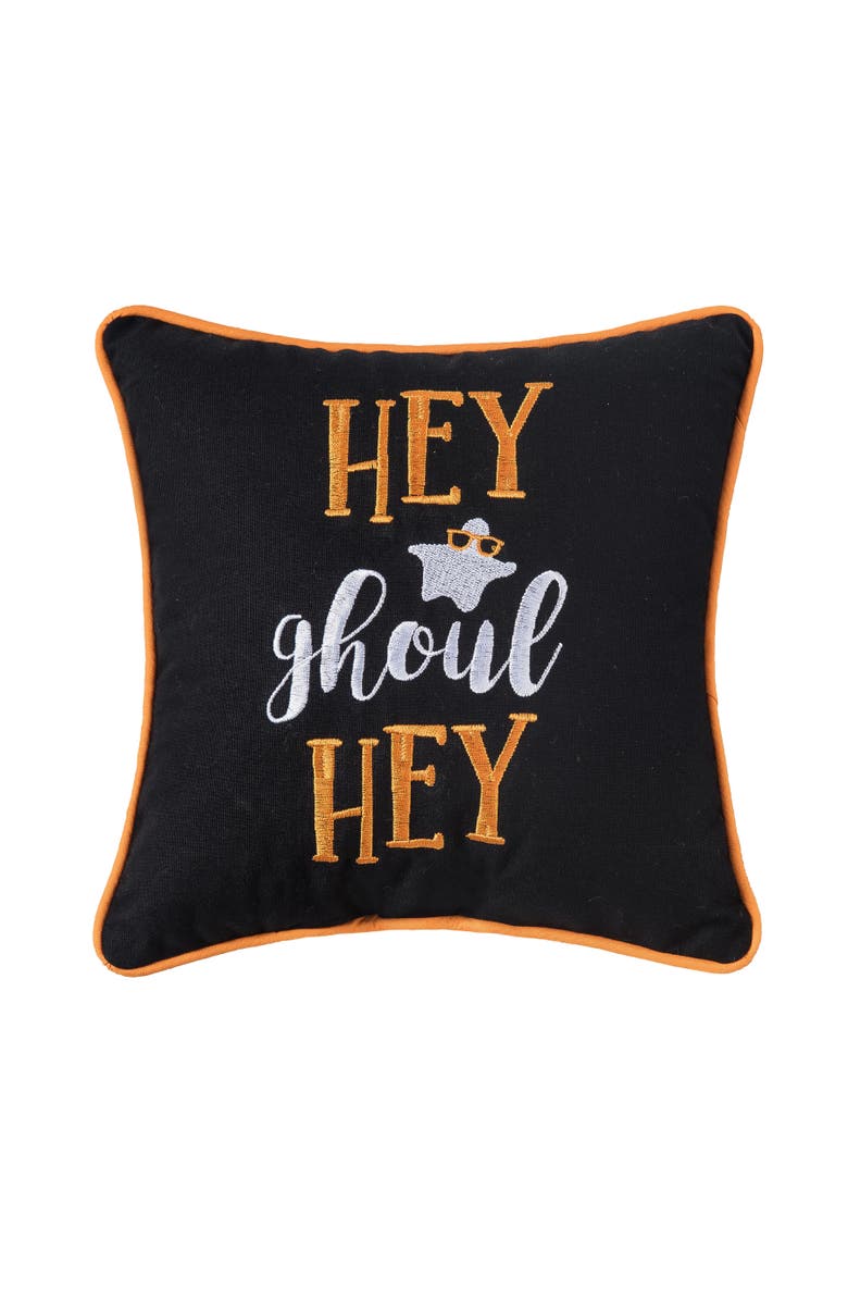 C&F Home Hey Ghoul Hey Halloween Small/Petite Accent Pillow, 10" x 10", Main, color, Orange