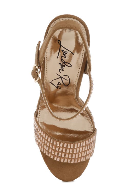 London Rag Starlet Rhinestone Platform Sandal In Tan