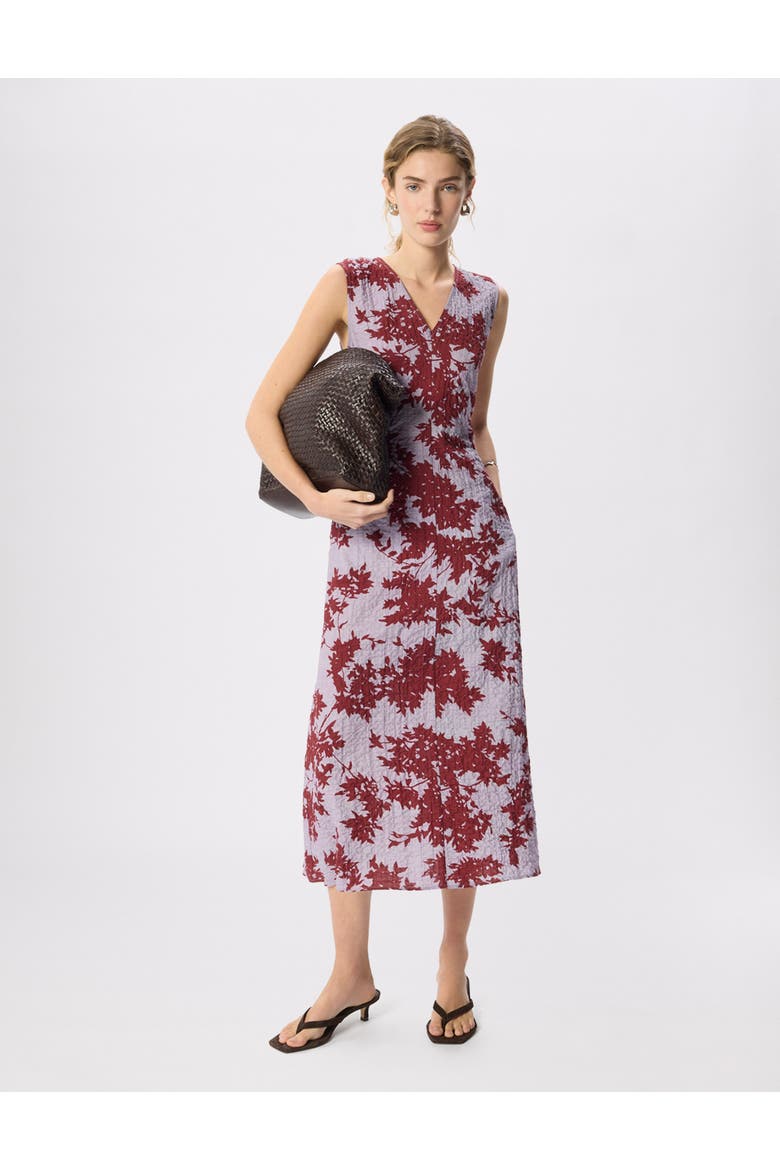 Floral V-Neck Textured Dress, Alternate, color, Purple/Multi