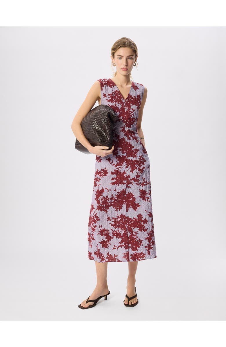 Whistles Floral V-Neck Textured Dress, Alternate, color, Purple/Multi