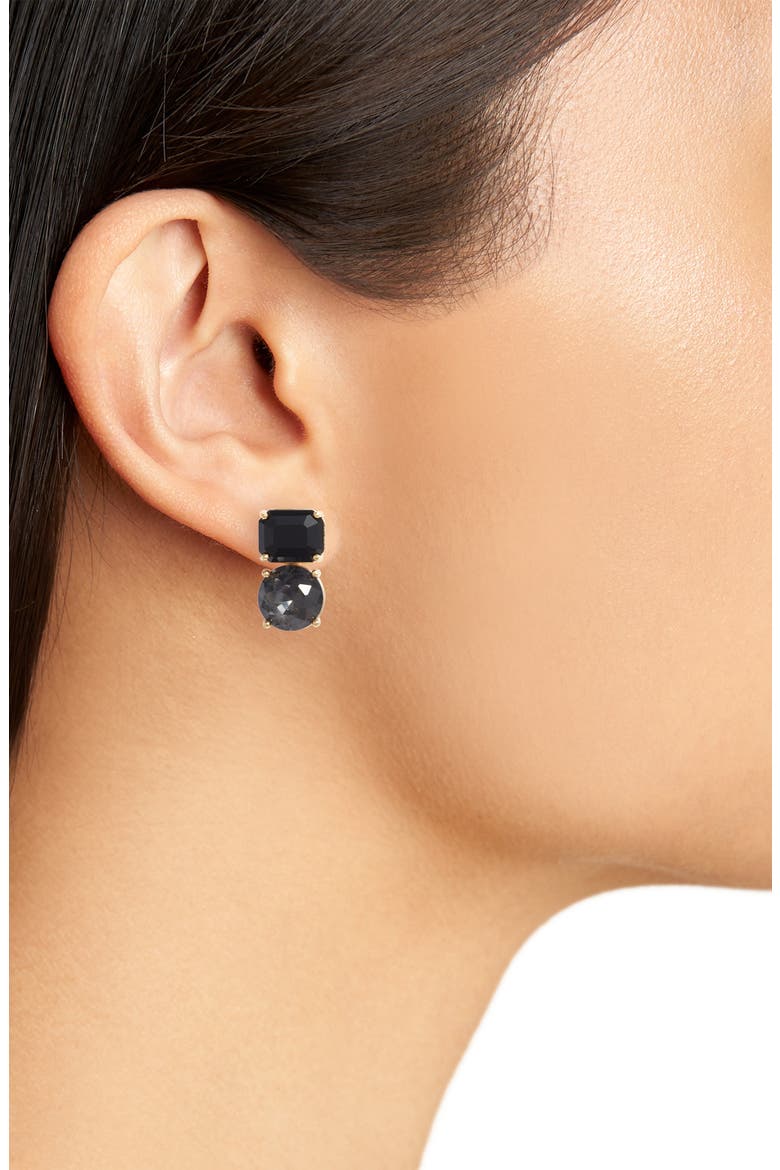 double drop asymmetrical stud earrings, Alternate, color, NEUTRAL MULTI