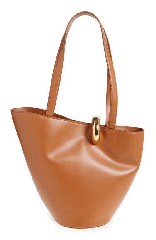 Jacquemus The Medium Bambola Asymmetric Leather Bucket Bag In Light Brown 810